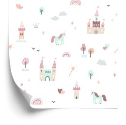 Tapeta Dla Dzieci, Chmury Tęcza Jednorożce Z Bajki