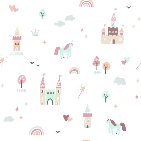 Tapeta Dla Dzieci, Chmury Tęcza Jednorożce Z Bajki