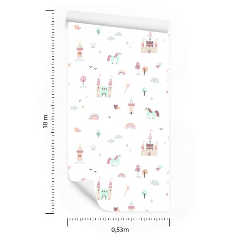 Tapeta Dla Dzieci, Chmury Tęcza Jednorożce Z Bajki