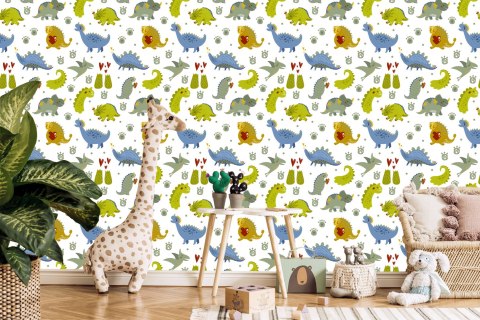 Tapeta Dla Dzieci, Dinozaury Kropki Serca