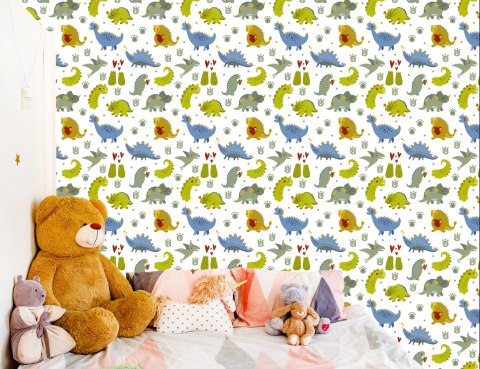 Tapeta Dla Dzieci, Dinozaury Kropki Serca