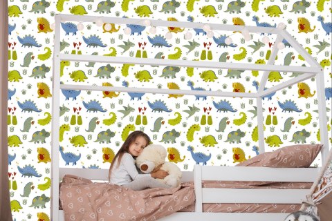 Tapeta Dla Dzieci, Dinozaury Kropki Serca