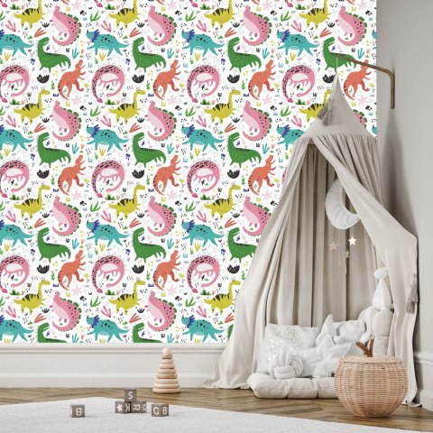 Tapeta Dla Dzieci - Kolorowe Dinozaury