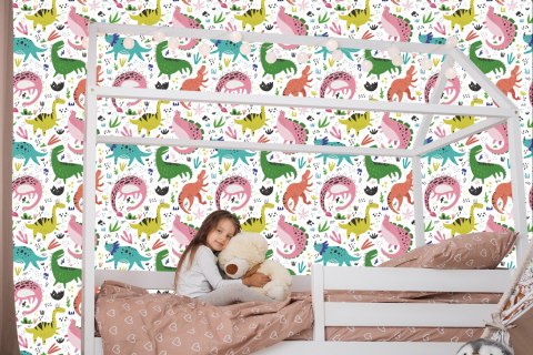 Tapeta Dla Dzieci - Kolorowe Dinozaury