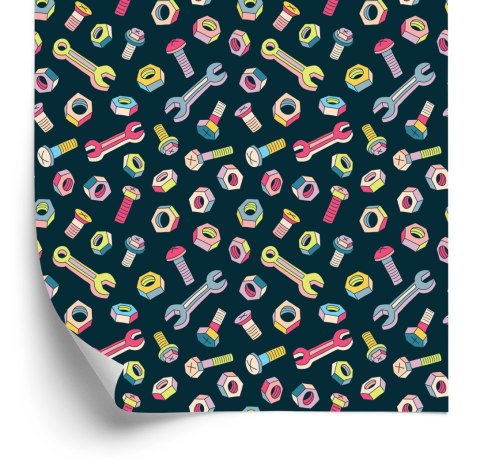 Tapeta Dla Dzieci - Kolorowe Śrubki I Klucze