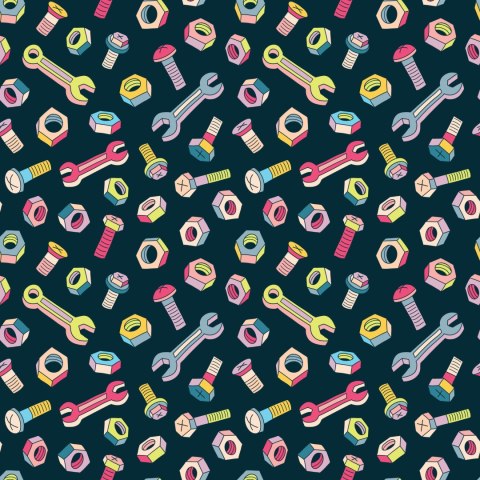 Tapeta Dla Dzieci - Kolorowe Śrubki I Klucze