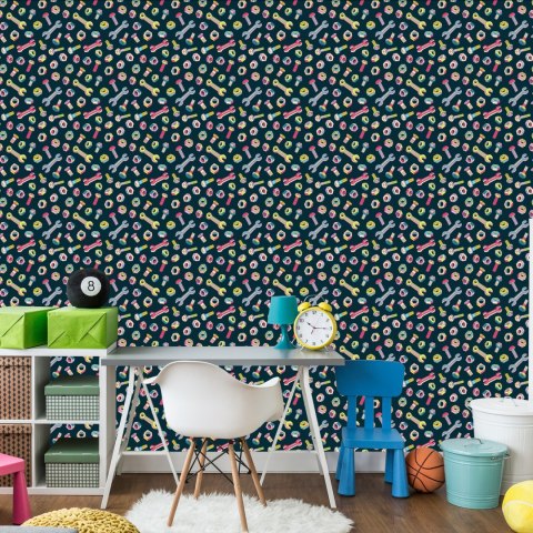 Tapeta Dla Dzieci - Kolorowe Śrubki I Klucze