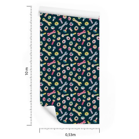 Tapeta Dla Dzieci - Kolorowe Śrubki I Klucze