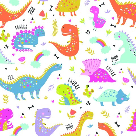 Tapeta Dla Dzieci, Tęcza Chmury Kolorowe Dinozaury