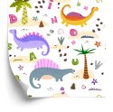 Tapeta Kolorowa Dinozaury Palmy, Do Pokoju Dziecka