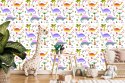 Tapeta Kolorowa Dinozaury Palmy, Do Pokoju Dziecka