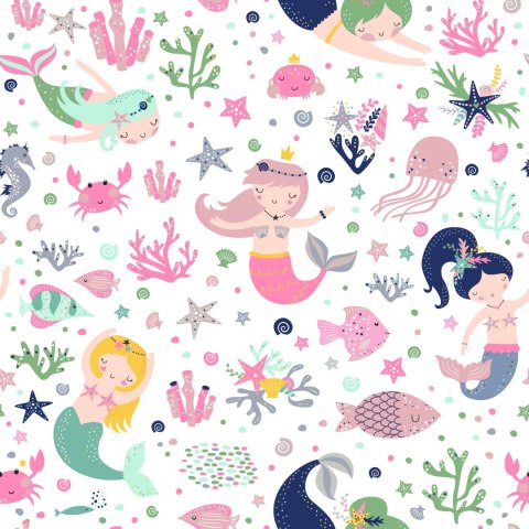 Tapeta Syreny Z Bajki, Muszelki, Do Pokoju Dziecka