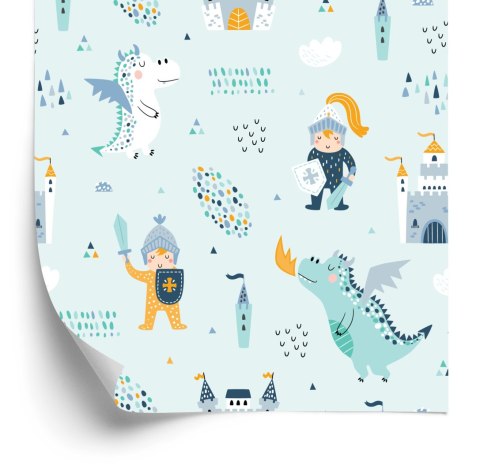 Tapeta Zamek, Smoki, Rycerze Z Bajki, Dla Chłopca