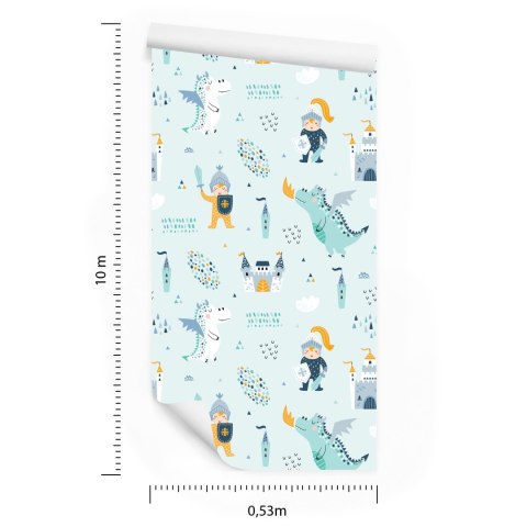 Tapeta Zamek, Smoki, Rycerze Z Bajki, Dla Chłopca