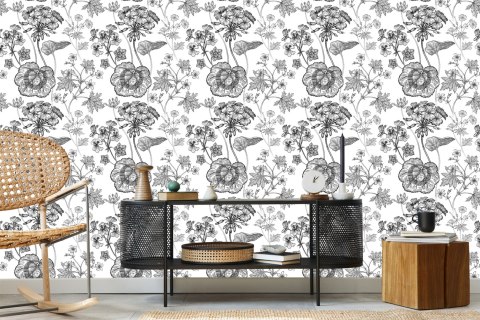 Tapeta Czarno-Białe Pelargonie