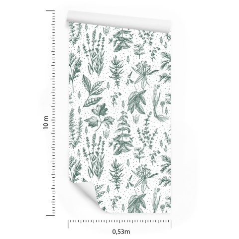 Tapeta Do Kuchni Liście Rośliny Zioła Kwiaty Dekor