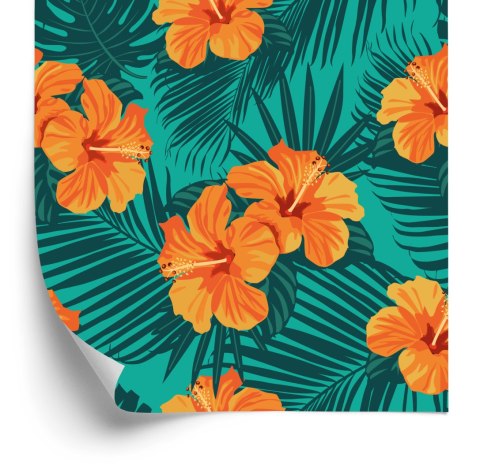 Tapeta Egzotyczne Liście I Kwiaty