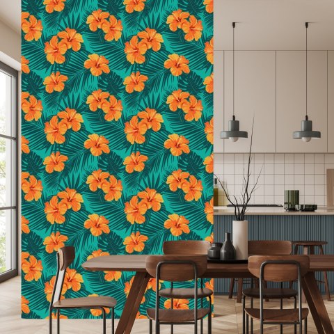 Tapeta Egzotyczne Liście I Kwiaty