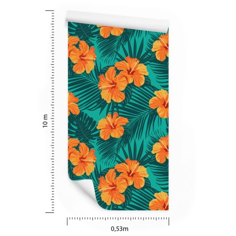 Tapeta Egzotyczne Liście I Kwiaty