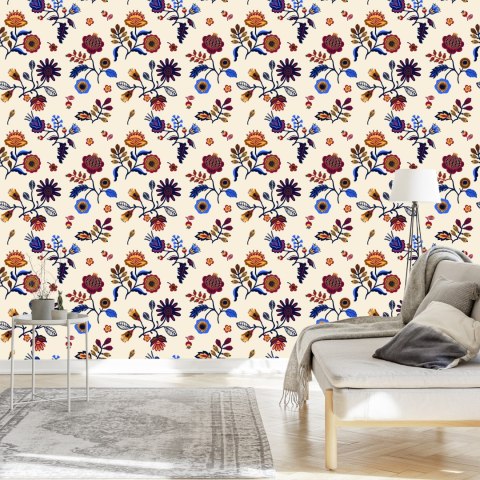 Tapeta Kwiatowy Wzór Ludowy