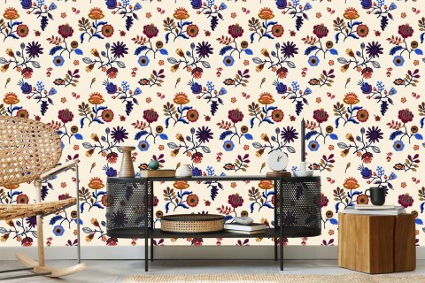 Tapeta Kwiatowy Wzór Ludowy