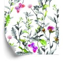 Tapeta Kwiaty Łąka Akwarela