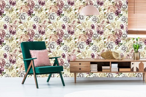 Tapeta Kwiaty W Pastelowych Barwach