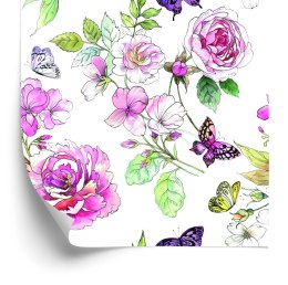 Tapeta Polne Kwiaty Róże Akwarela