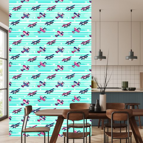 Tapeta Bajkowe Samoloty Na Tle Pasków