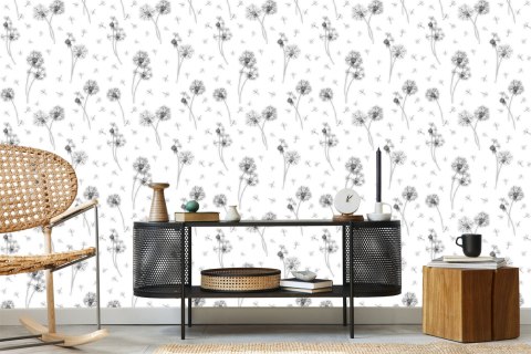 Tapeta Czarno-Białe Kwiaty Dmuchawca