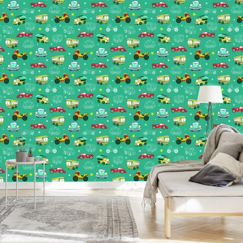 Tapeta Dla Dzieci - Kolorowe Auta I Motocykle