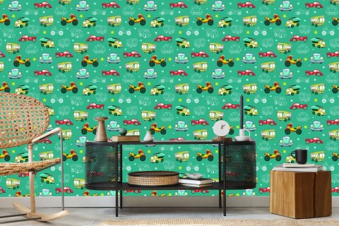 Tapeta Dla Dzieci - Kolorowe Auta I Motocykle