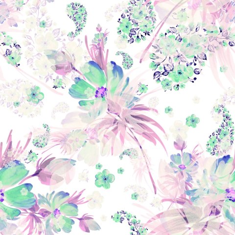 Tapeta Do Sypialni Kwiaty Rośliny Liście Pastelowe