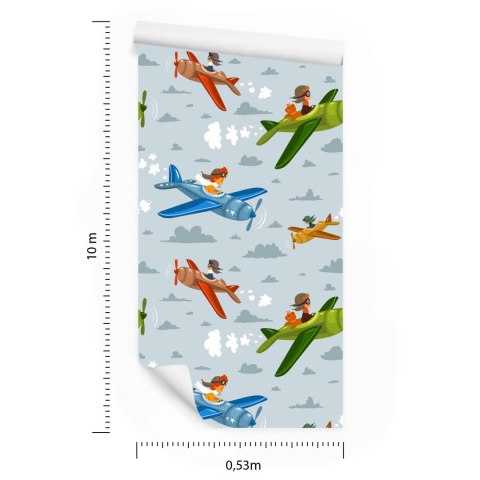 Tapeta Dzieci W Kolorowych Samolotach