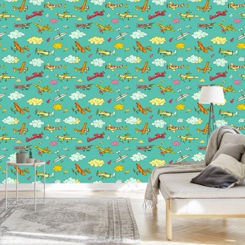 Tapeta Kolorowe Samoloty W Stylu Retro