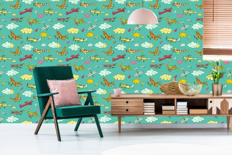 Tapeta Kolorowe Samoloty W Stylu Retro