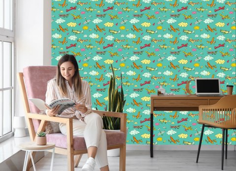 Tapeta Kolorowe Samoloty W Stylu Retro