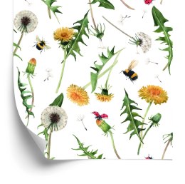 Tapeta Kwiaty Mlecza Z Pszczołami