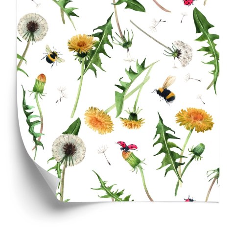 Tapeta Kwiaty Mlecza Z Pszczołami