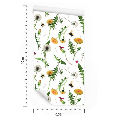 Tapeta Kwiaty Mlecza Z Pszczołami