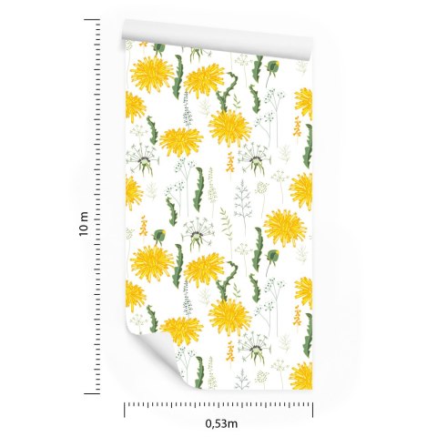 Tapeta Kwiaty Mlecza Z Roślinami Polnymi