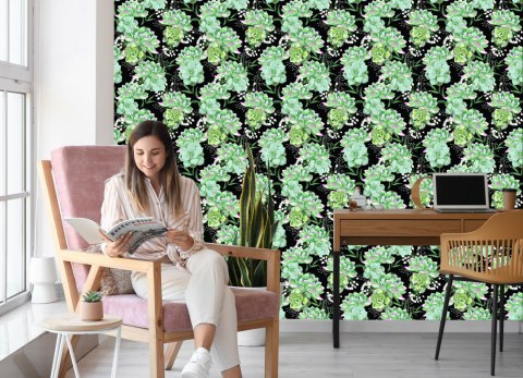 Tapeta Kwiaty Z Kaktusami