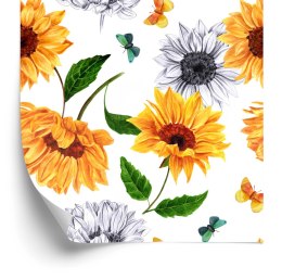 Tapeta Słoneczniki Z Motylami