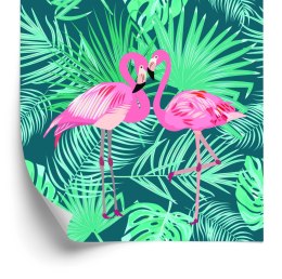 Tapeta Dekoracyjna Flamingi Liście