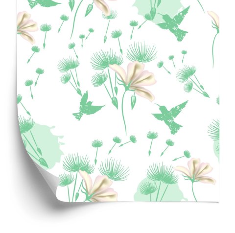 Tapeta Dmuchawce Ptaki I Kwiaty