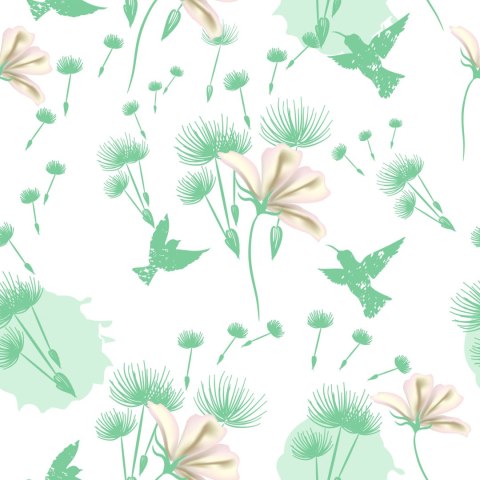 Tapeta Dmuchawce Ptaki I Kwiaty