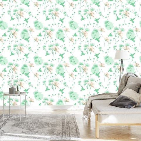 Tapeta Dmuchawce Ptaki I Kwiaty