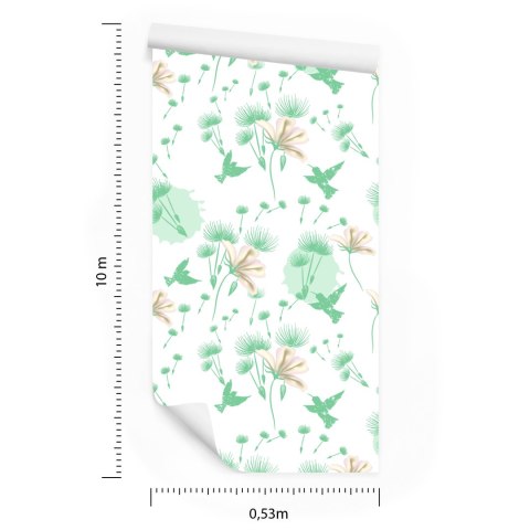 Tapeta Dmuchawce Ptaki I Kwiaty