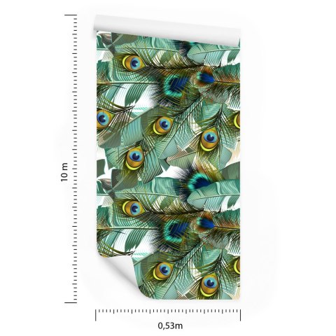 Tapeta Liście I Pawie Pióra