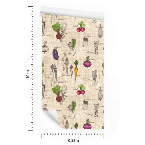 Tapeta Rysunki Warzyw W Stylu Vintage